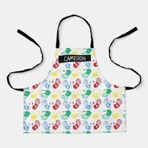 Farbenfrohe Farbdruckhandprint All-over-Print-Sch Schürze