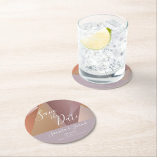 Farbenfrohe Farbe Erdrot Save the Date Runder Pappuntersetzer