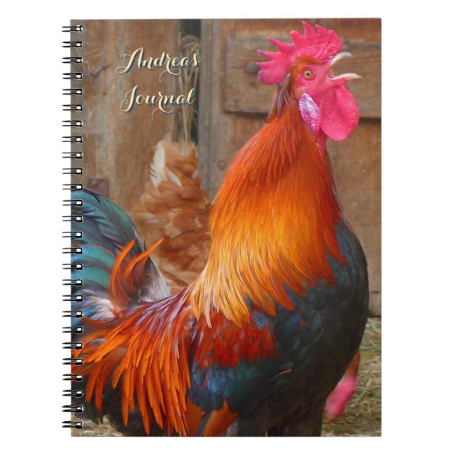 Farbenfrohe Farm Rooster Personal Journal Notizblock (Vorderseite)