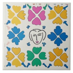 Farbenfrohe fauvistische Blume Fliese