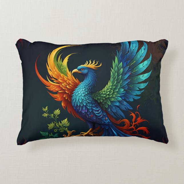 Farbenfrohe Feathered Phoenix Bird Muster Dekokissen (Vorderseite)