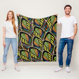 Farbenfrohe Feathers Fleecedecke