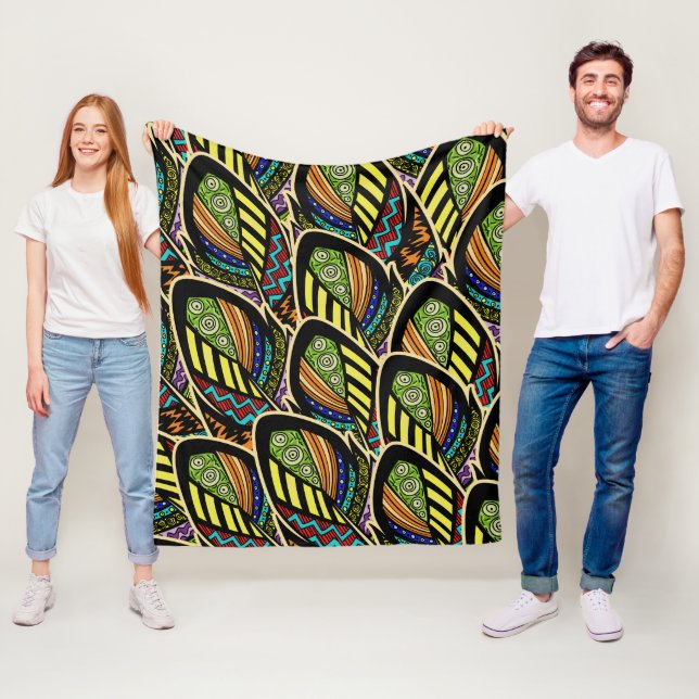 Farbenfrohe Feathers Fleecedecke (Beispiel)