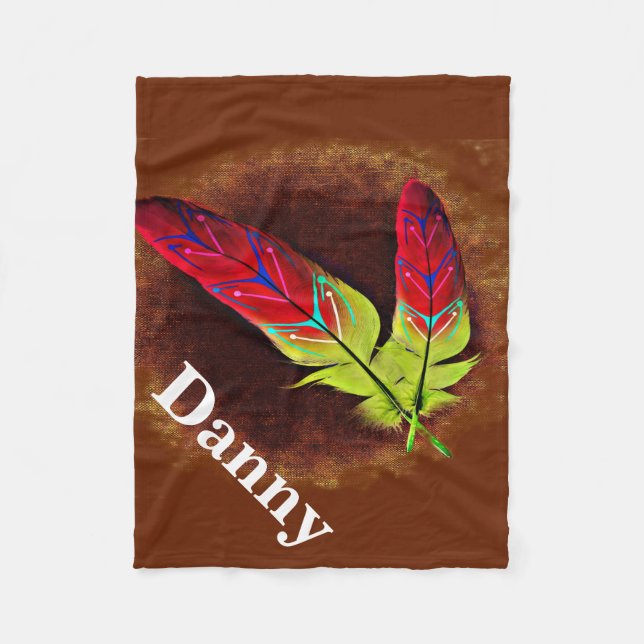 Farbenfrohe Feathers Native American Fleece Blanke (Vorderseite)
