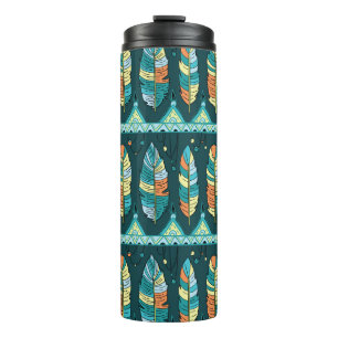 Farbenfrohe Feder, endlose Textur Thermosbecher