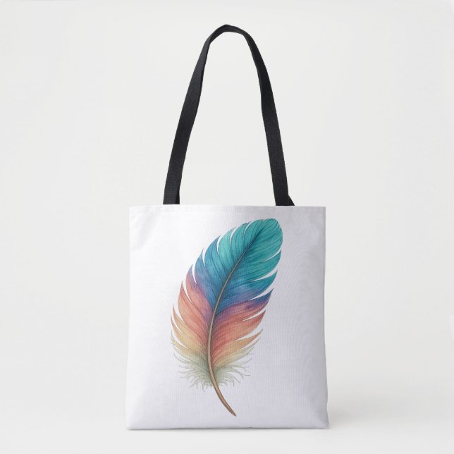 Farbenfrohe Feder-Tasche – Boho-Kunststil  Tasche (Vorderseite)