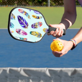 Farbenfrohe Federmuster Pickleball Schläger