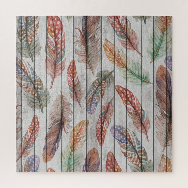 Farbenfrohe Federn, Aquarell Nahtlos Design. (Vertikal)