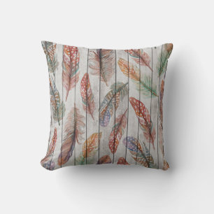 Farbenfrohe Federn, Aquarell Nahtlos Design. Kissen