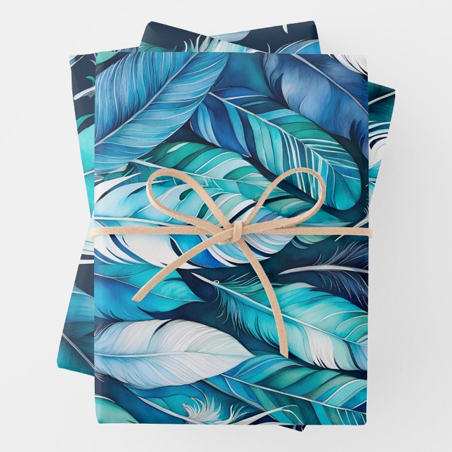 Farbenfrohe Federn Art Wrapping Paper Sheets Geschenkpapier Set (Von Creator hochgeladen)