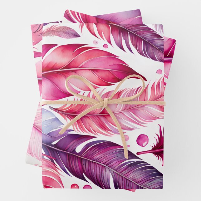 Farbenfrohe Federn Art Wrapping Paper Sheets Geschenkpapier Set (Von Creator hochgeladen)