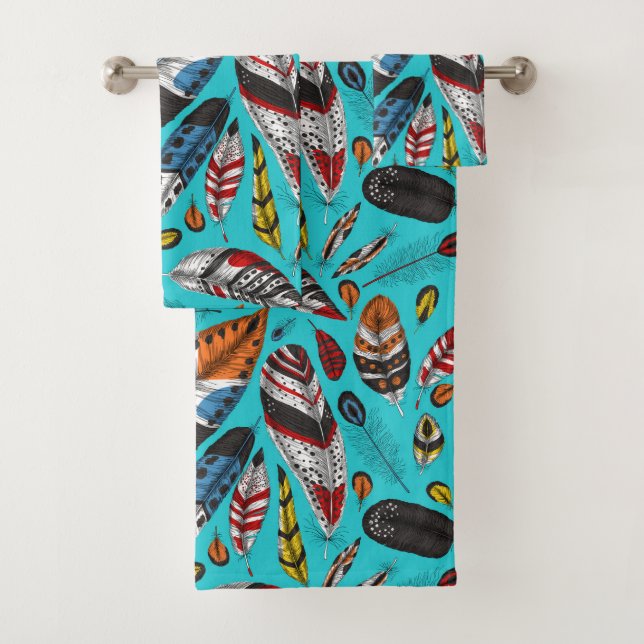Farbenfrohe Federn Badhandtuch Set (Insitu)