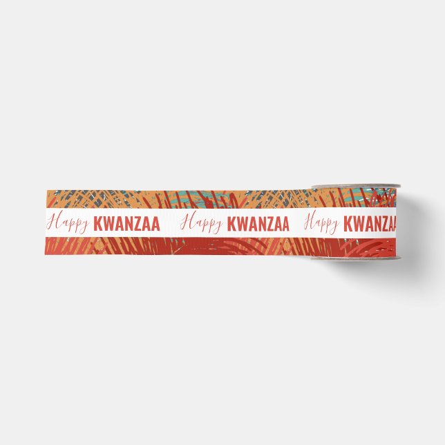 farbenfrohe Federn Black Holiday Happy Kwanzaa Ripsband (Vorderseite)
