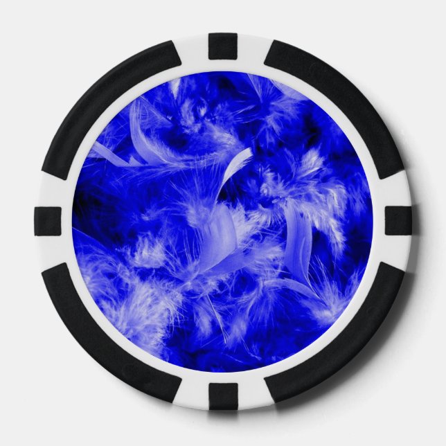 farbenfrohe Federn blau Pokerchips (Vorderseite)
