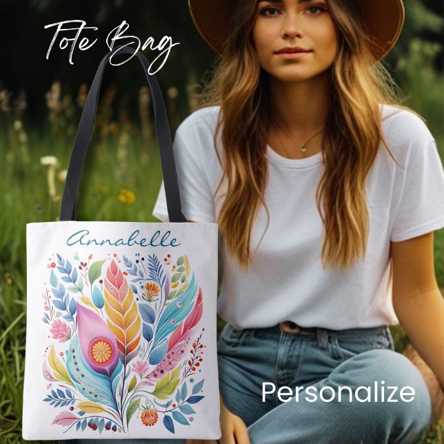 Farbenfrohe Federn Blumenkäse, Boho Style, Tasche (Von Creator hochgeladen)