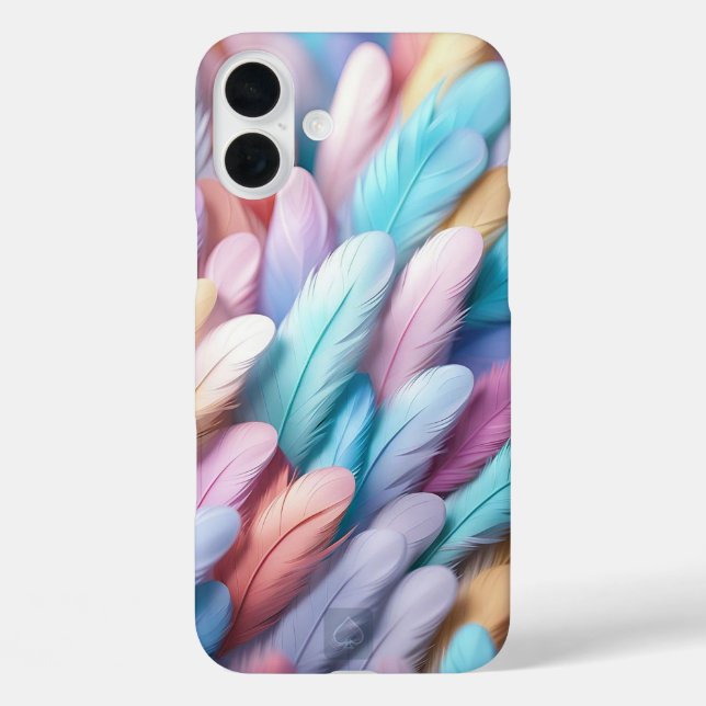Farbenfrohe Federn iPhone 16 Plus Hülle (Rückseite)