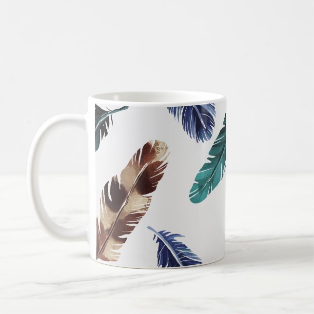 Farbenfrohe Federn Stammgefühl Kaffeetasse (Links)
