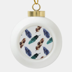 Farbenfrohe Federn Stammgefühl Keramik Kugel-Ornament