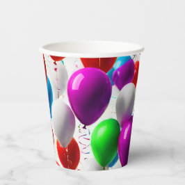 Farbenfrohe Feier Ballondesign Pappbecher