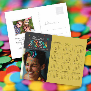 Farbenfrohe Feiertage 2025 Kalender Neujahr Foto Feiertagspostkarte