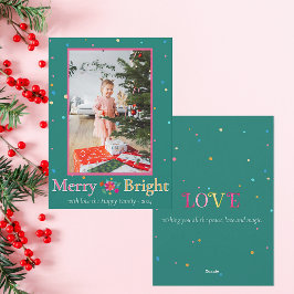 Farbenfrohe Feiertage Grün Rosa Weihnachtsname Runder Aufkleber