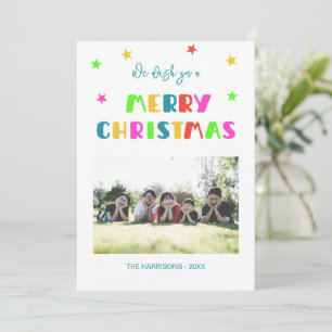 Farbenfrohe, feine Schrift Frohe Weihnachten Ein F