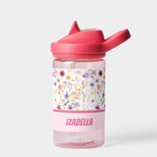 Farbenfrohe feminine rosa wilde Blumen für Mädchen Trinkflasche
