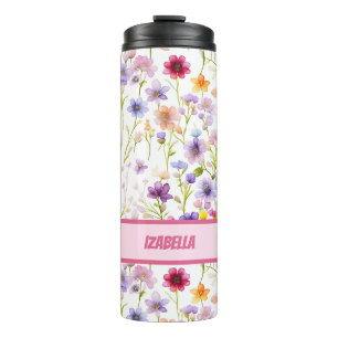 Farbenfrohe feminine und girly Frühlingswildblumen Thermosbecher