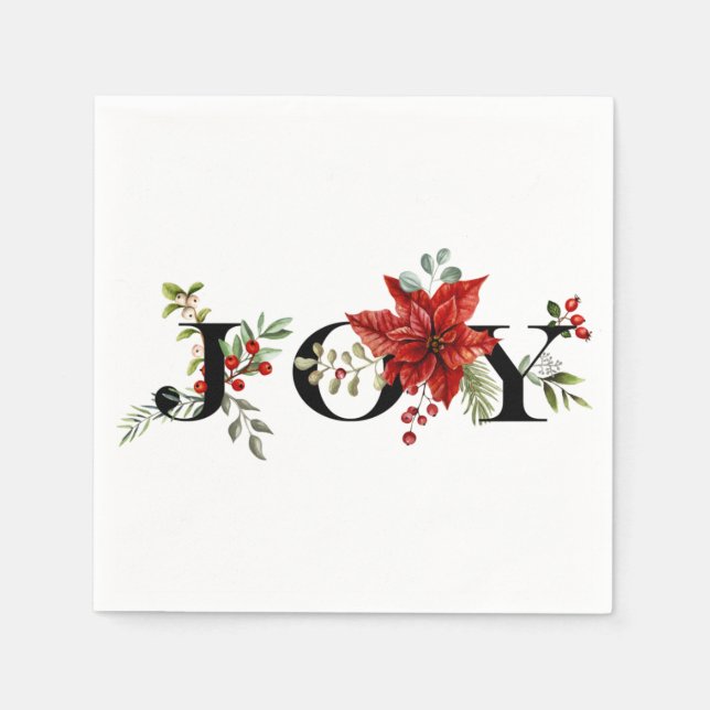 Farbenfrohe Festfreuden mit Poinsettias und Berrie Serviette (Vorderseite)