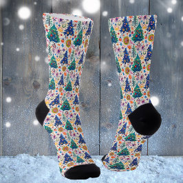 Farbenfrohe, festliche Baumstruktur Socken