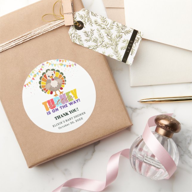 Farbenfrohe festliche kleine Türkei Babydusche Runder Aufkleber (Schenken)