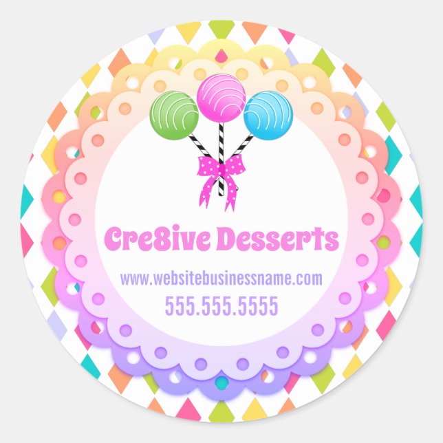 Farbenfrohe festliche Pop Bäckerei Verpackung Sieg Runder Aufkleber (Vorderseite)