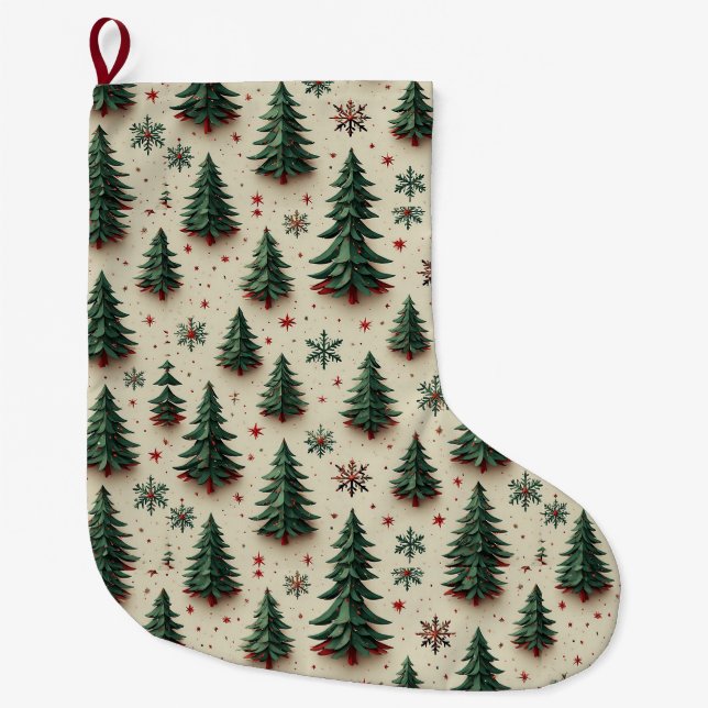 Farbenfrohe Festmuster Großer Weihnachtsstrumpf (Vorderseite)
