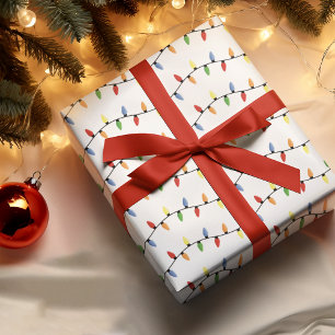 Farbenfrohe Festtags-Lichterbaum-Kunstmuster Geschenkpapier