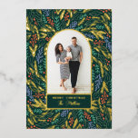 Farbenfrohe Festung Blumenstrauß Foto Folien Feiertagskarte<br><div class="desc">Freuen Sie sich auf dieses einzigartige Design mit handgezeichnet Blumenmotiven,  die Ihr Foto in einer modernen Bogenform umrahmen. Die Rückseite ist mit einem passenden Muster und einem Multi-Foto-Layout versehen,  um noch mehr Spaß zu haben. Weitere Weihnachtskarten kaufen unter www.zazzle.com/store/nbpaperco</div>