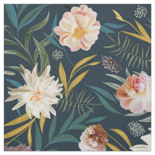 Farbenfrohe, fette Blumen und Navy Stoff
