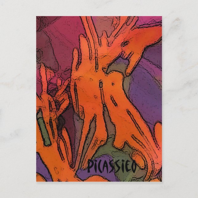 Farbenfrohe, fette Kunst Warrior Post Card von PiC Postkarte (Vorderseite)