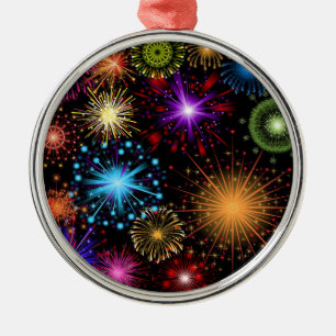 Farbenfrohe Feuerwerke - Neues Jahr Silbernes Ornament