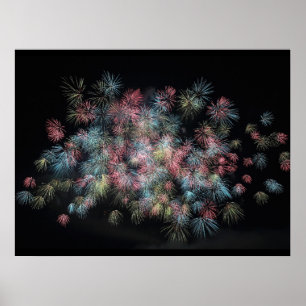 Farbenfrohe Feuerwerke Prospektmaterial Kunstwerk Poster