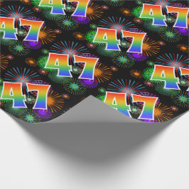 Farbenfrohe Feuerwerke + Regenbogenmuster "47" Eve Geschenkpapier