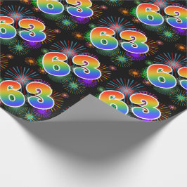 Farbenfrohe Feuerwerke + Regenbogenmuster "63" Eve Geschenkpapier