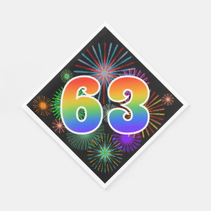 Farbenfrohe Feuerwerke + Regenbogenmuster "63" Eve Serviette