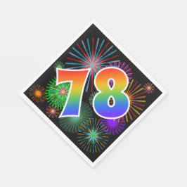 Farbenfrohe Feuerwerke + Regenbogenmuster "78" Eve Serviette