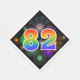 Farbenfrohe Feuerwerke + Regenbogenmuster "82" Ere Serviette