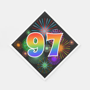 Farbenfrohe Feuerwerke + Regenbogenmuster "97" Eve Serviette