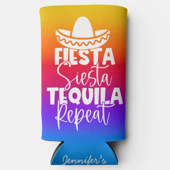 Farbenfrohe Fiesta Party Custom Selters Dosenkühler (Vorderseite)