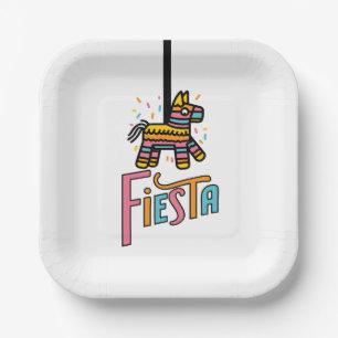 Farbenfrohe Fiesta Piñata Festivals Stickers Pappteller