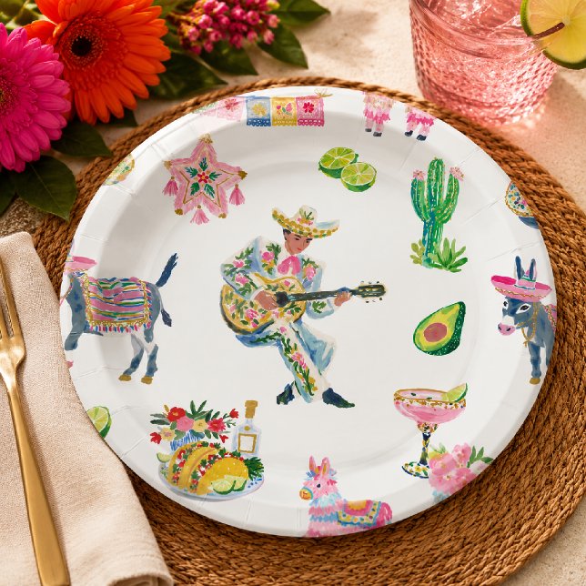Farbenfrohe Fiesta-Wasserfarbe Pappteller (Von Creator hochgeladen)