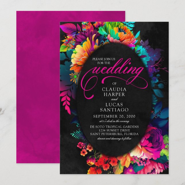 Farbenfrohe Fiesta Wasserfarbenfrohe Hochzeit der  Einladung (Vorne/Hinten)