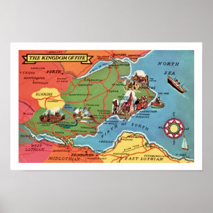 Farbenfrohe Fife Scotland Vintag Print Poster